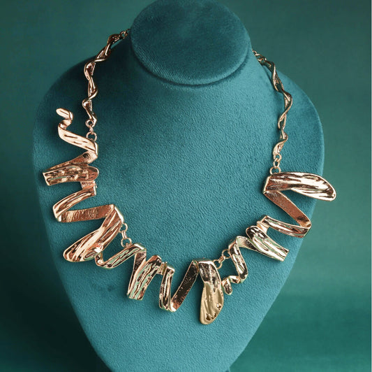 Abstract Gold Statement Necklace