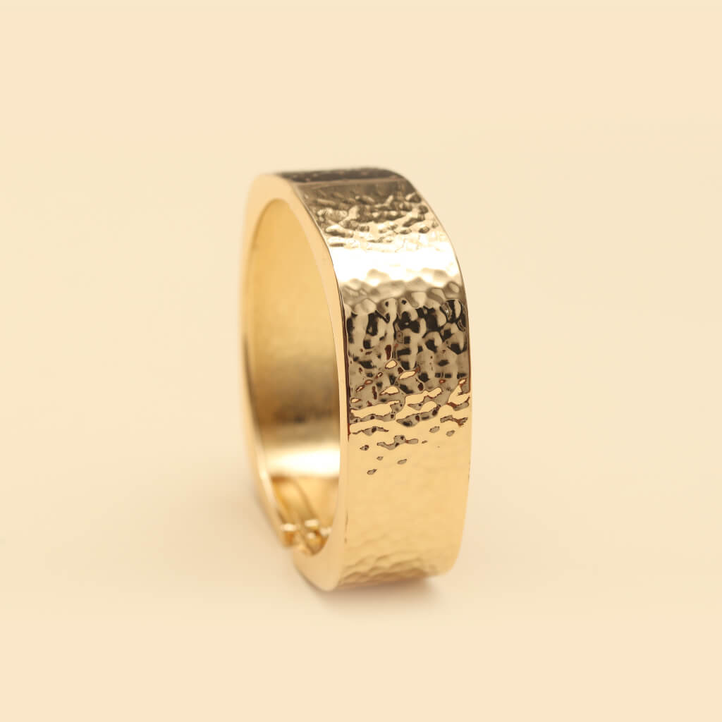 Bold Hammered Gold Cuff Bracelet