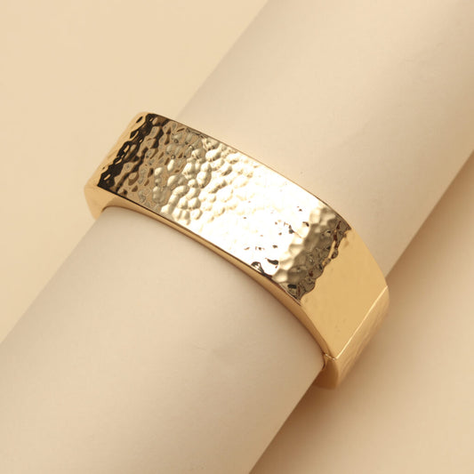 Bold Hammered Gold Cuff Bracelet