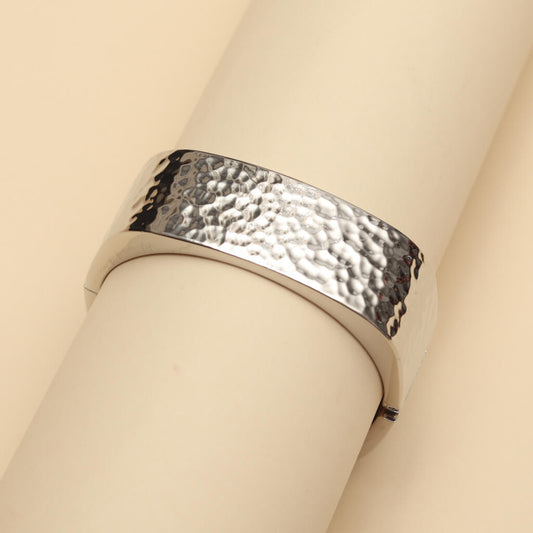 Bold Hammered Silver Cuff Bracelet