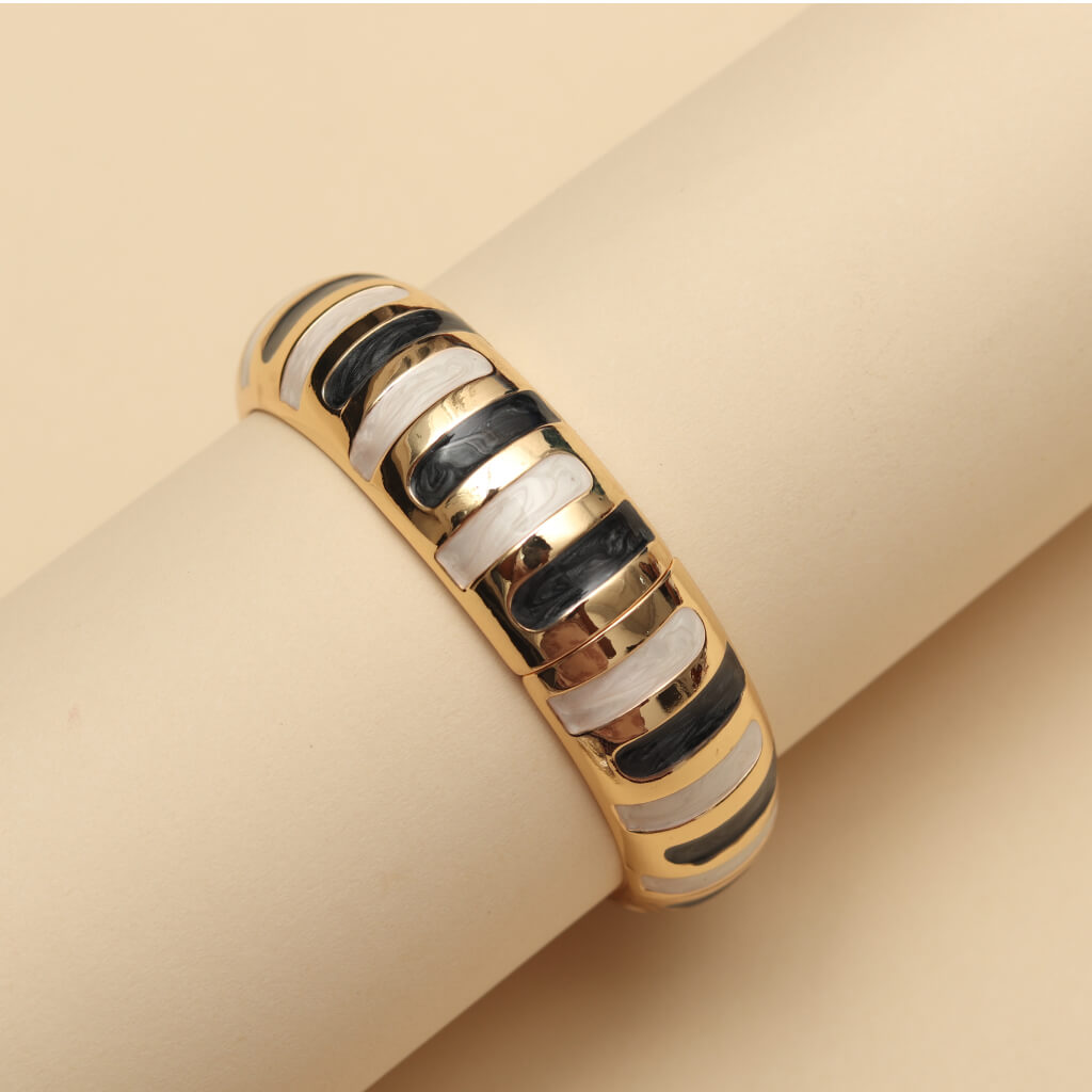 Chic Enamel Stripe Statement Kada Bracelet