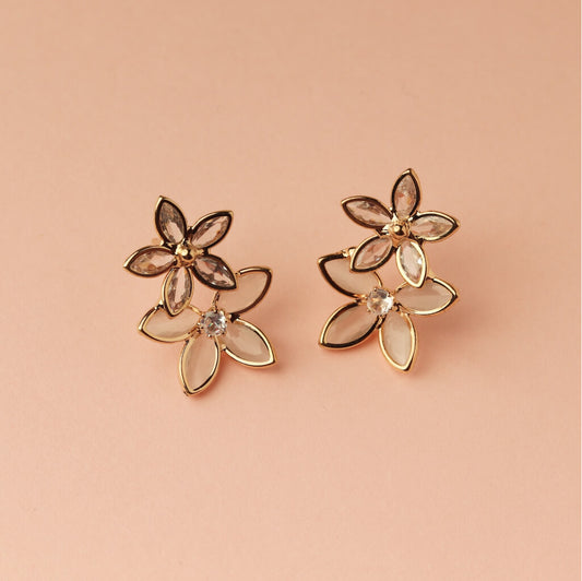 Crystal Bloom Gold Petal Earrings
