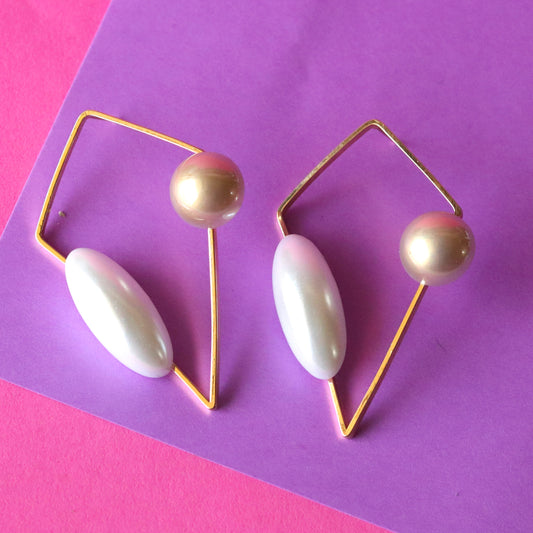 Diamond Bar Spark Hoops Earrings