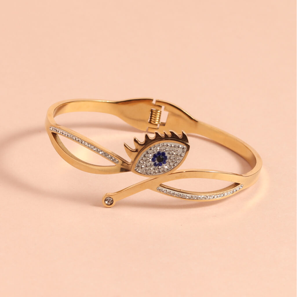 Evil Eye Bracelet with Blue & White Crystal Accents