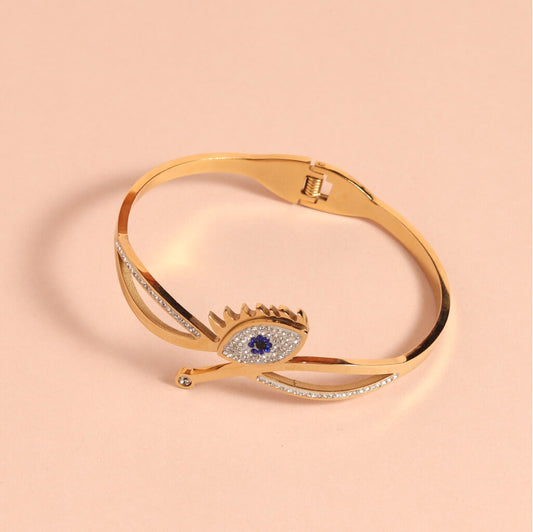 Evil Eye Bracelet with Blue & White Crystal Accents