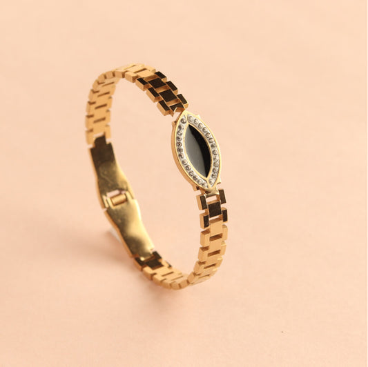 Gold Bracelet with Black Marquise Center