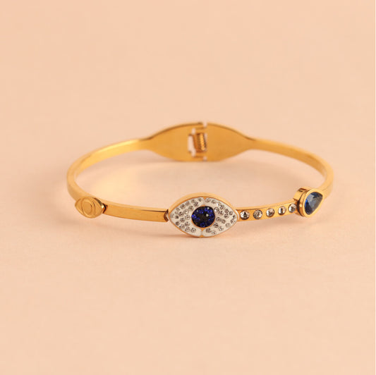 Gold Evil Eye Bracelet with Crystal