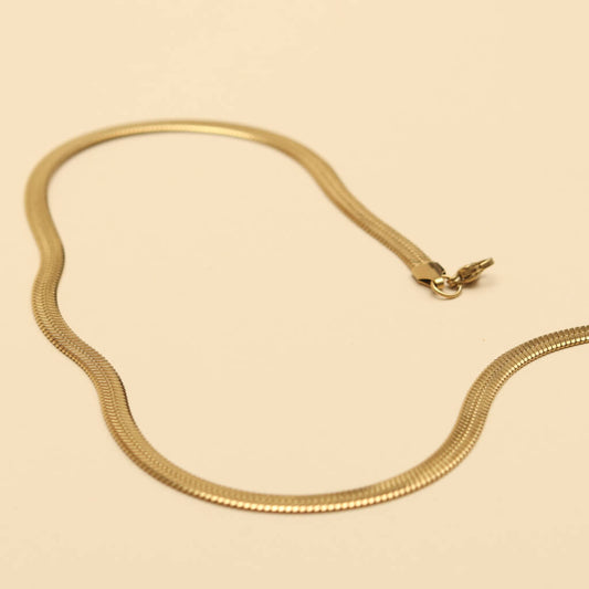 Gold Herringbone snake chain Necklace