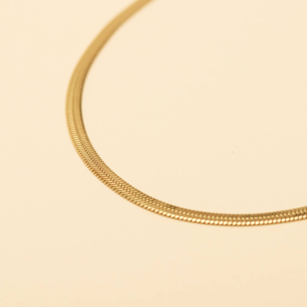 Gold Herringbone snake chain Necklace
