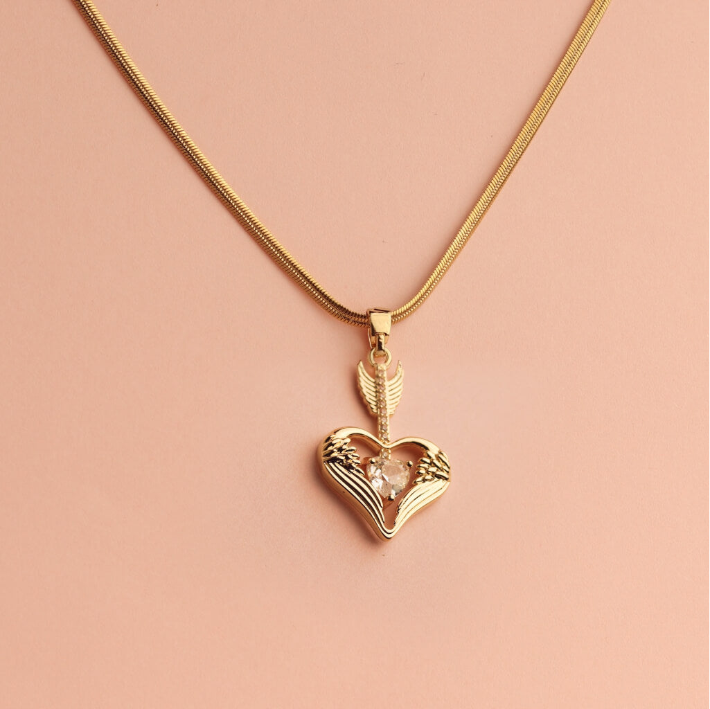 Golden Heart Arrow Pendant Necklace