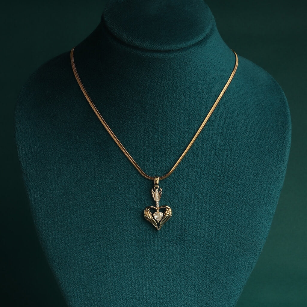 Golden Heart Arrow Pendant Necklace