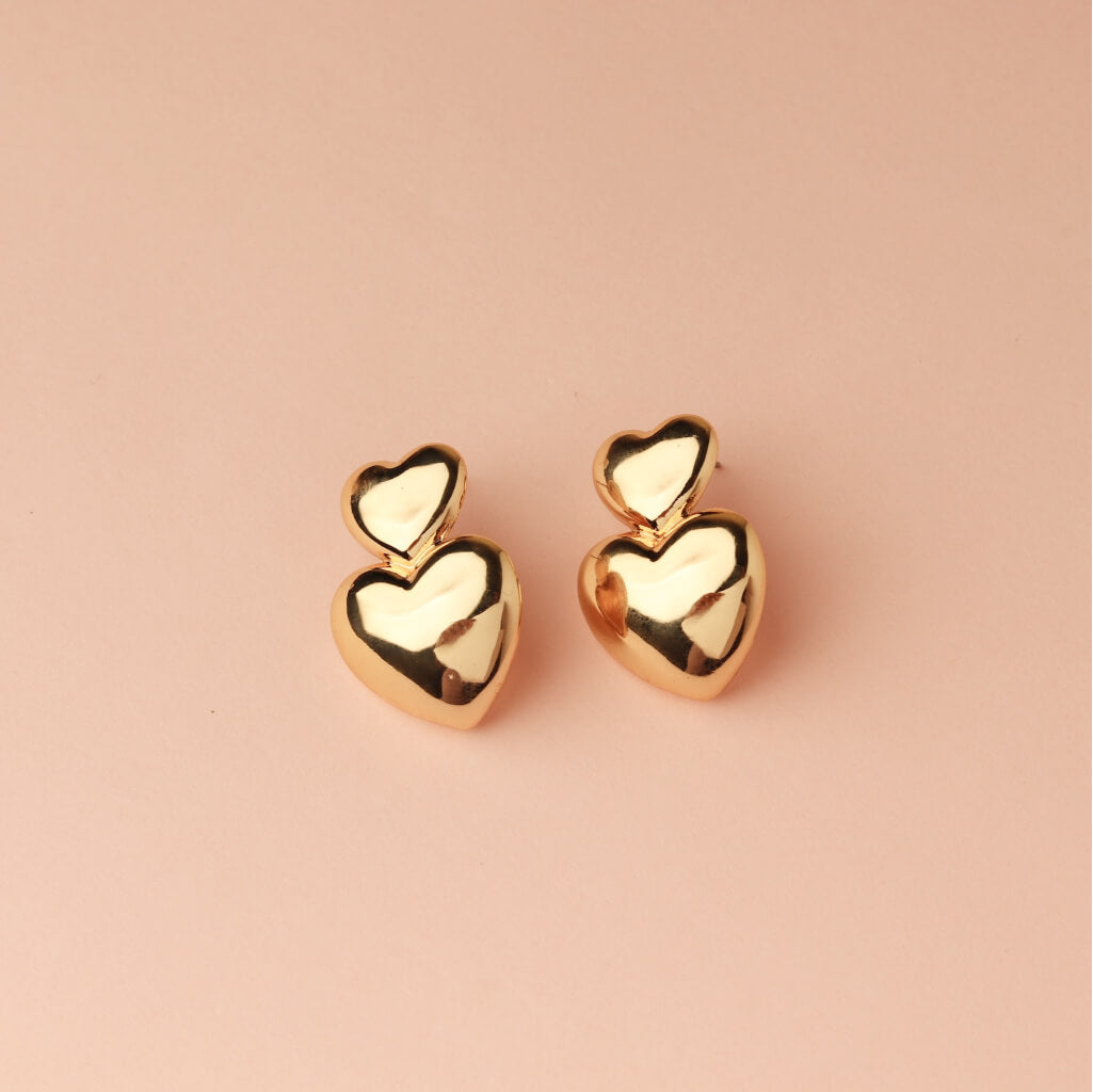 Golden Heartbeat Heart Korean Earrings