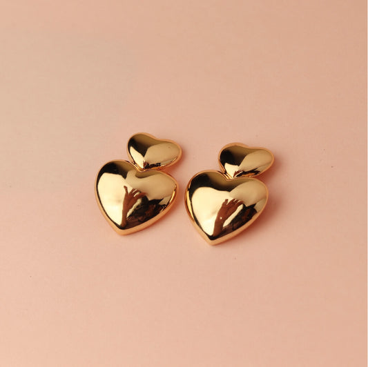 Golden Heartbeat Heart Korean Earrings