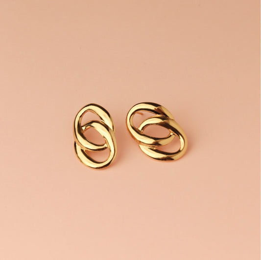 Golden Link Stud Earrings