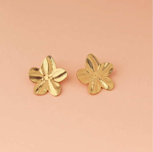 Golden Petal Stud Earrings