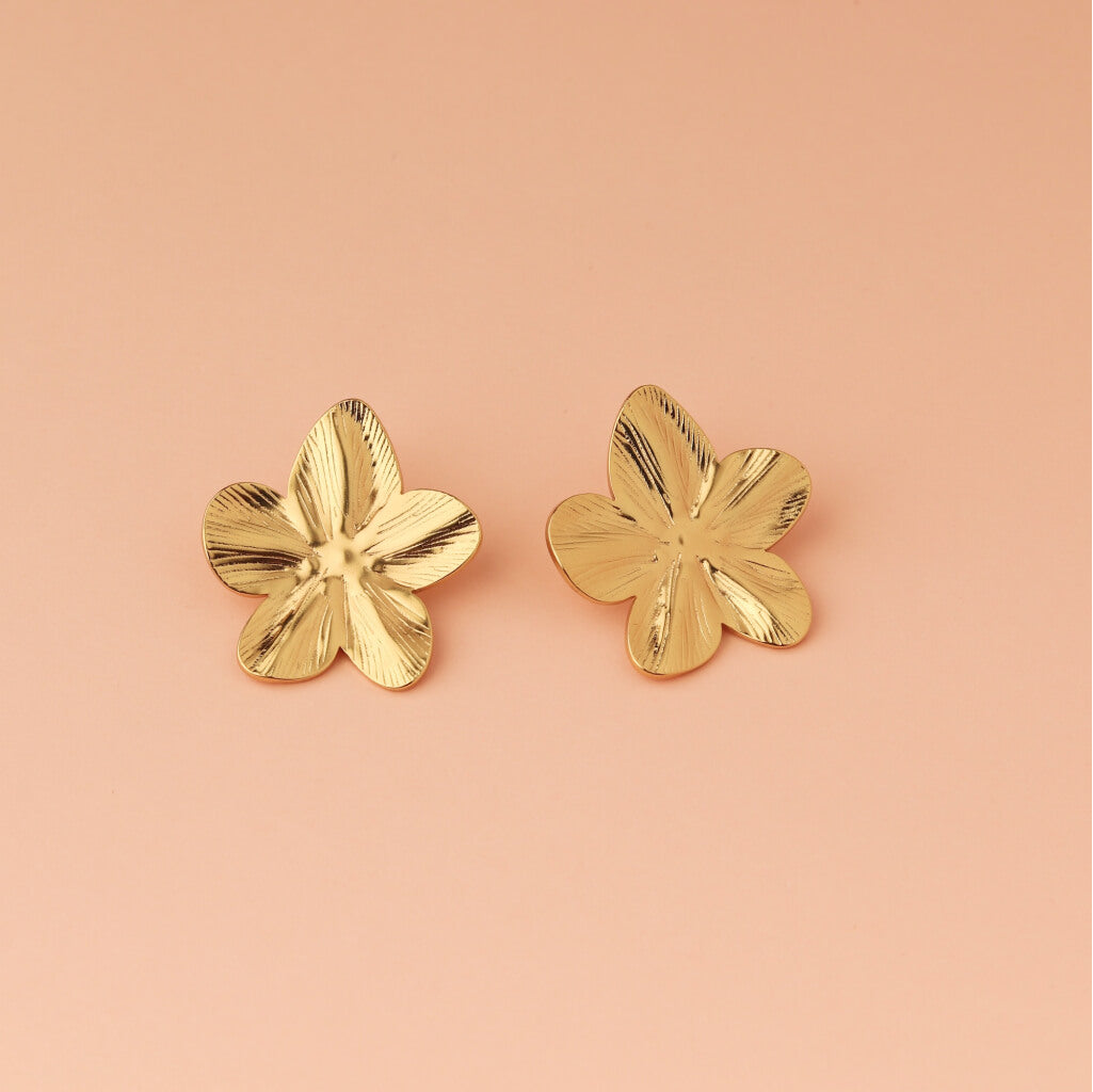 Golden Petal Stud Earrings