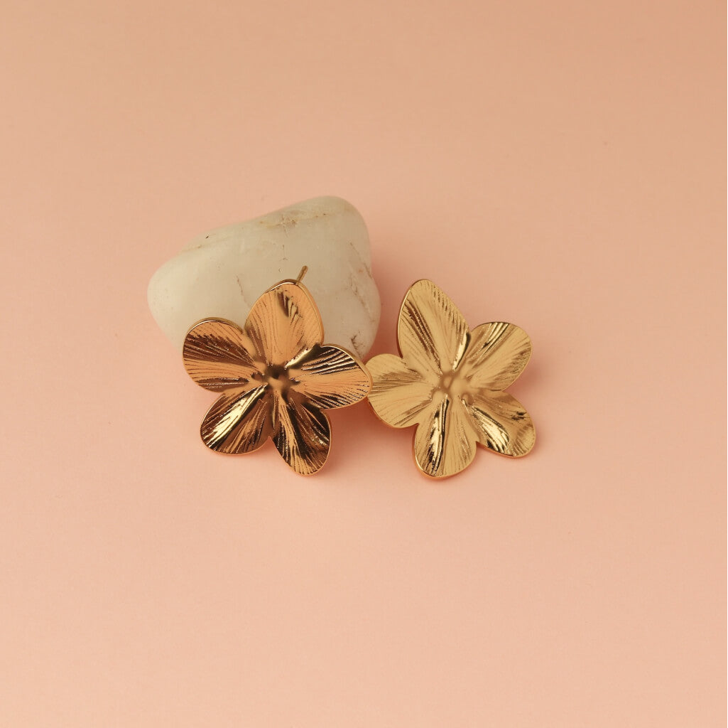 Golden Petal Stud Earrings