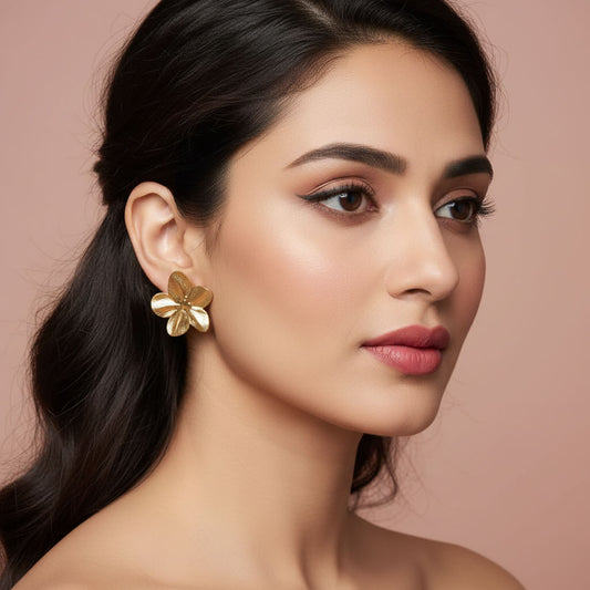 Golden Petal Stud Earrings