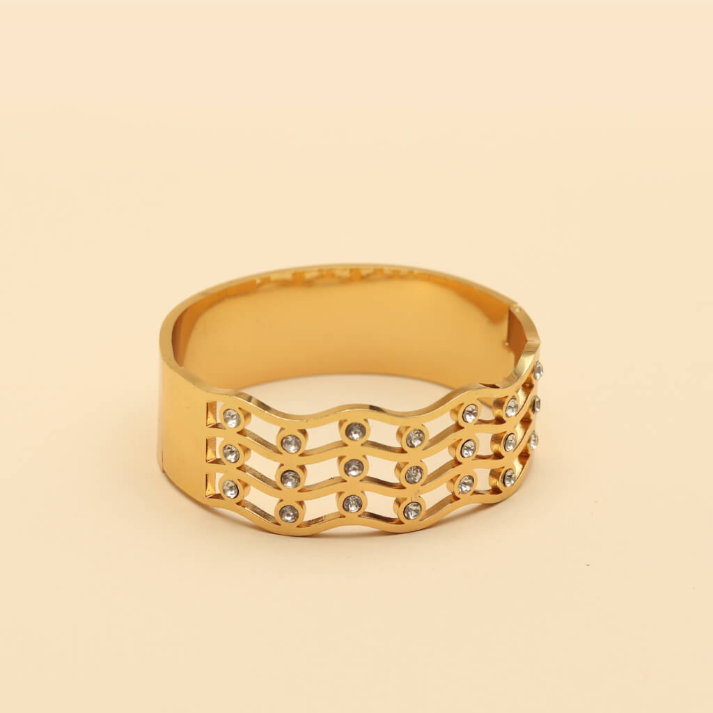Golden Ripple Wave Cubic Bracelet