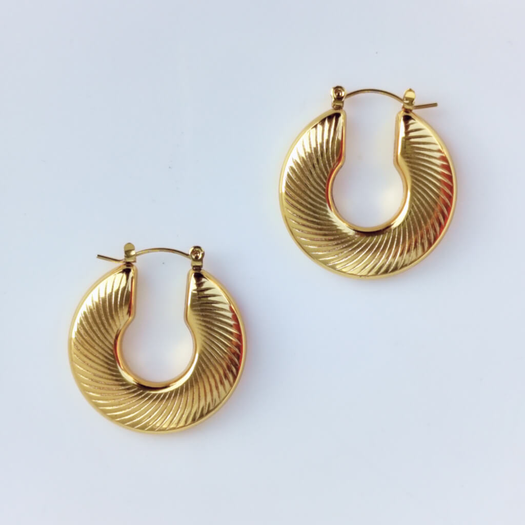 Golden Swirl Statement Hoops Earrings