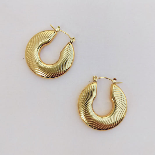 Golden Swirl Statement Hoops Earrings