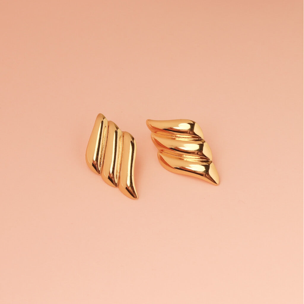 Golden Wave Stud Earrings
