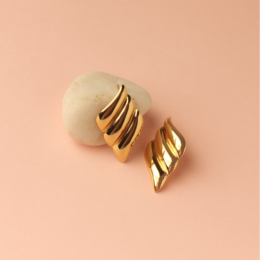 Golden Wave Stud Earrings