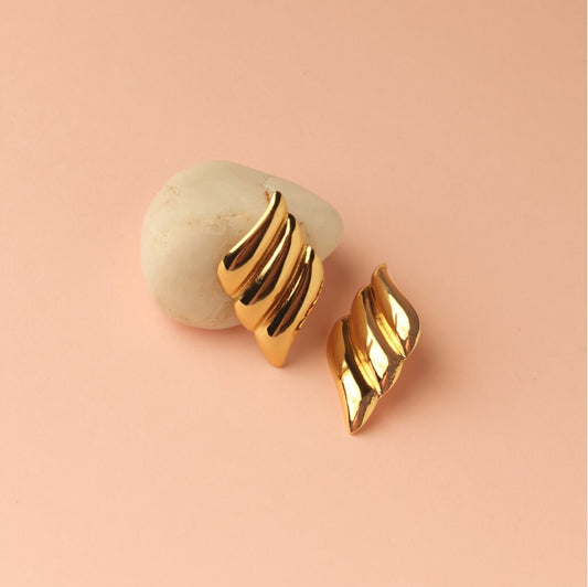 Golden Wave Stud Earrings