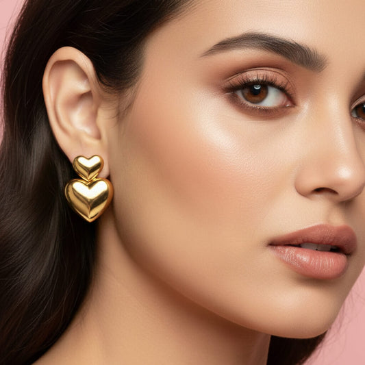 Golden Heartbeat Heart Korean Earrings