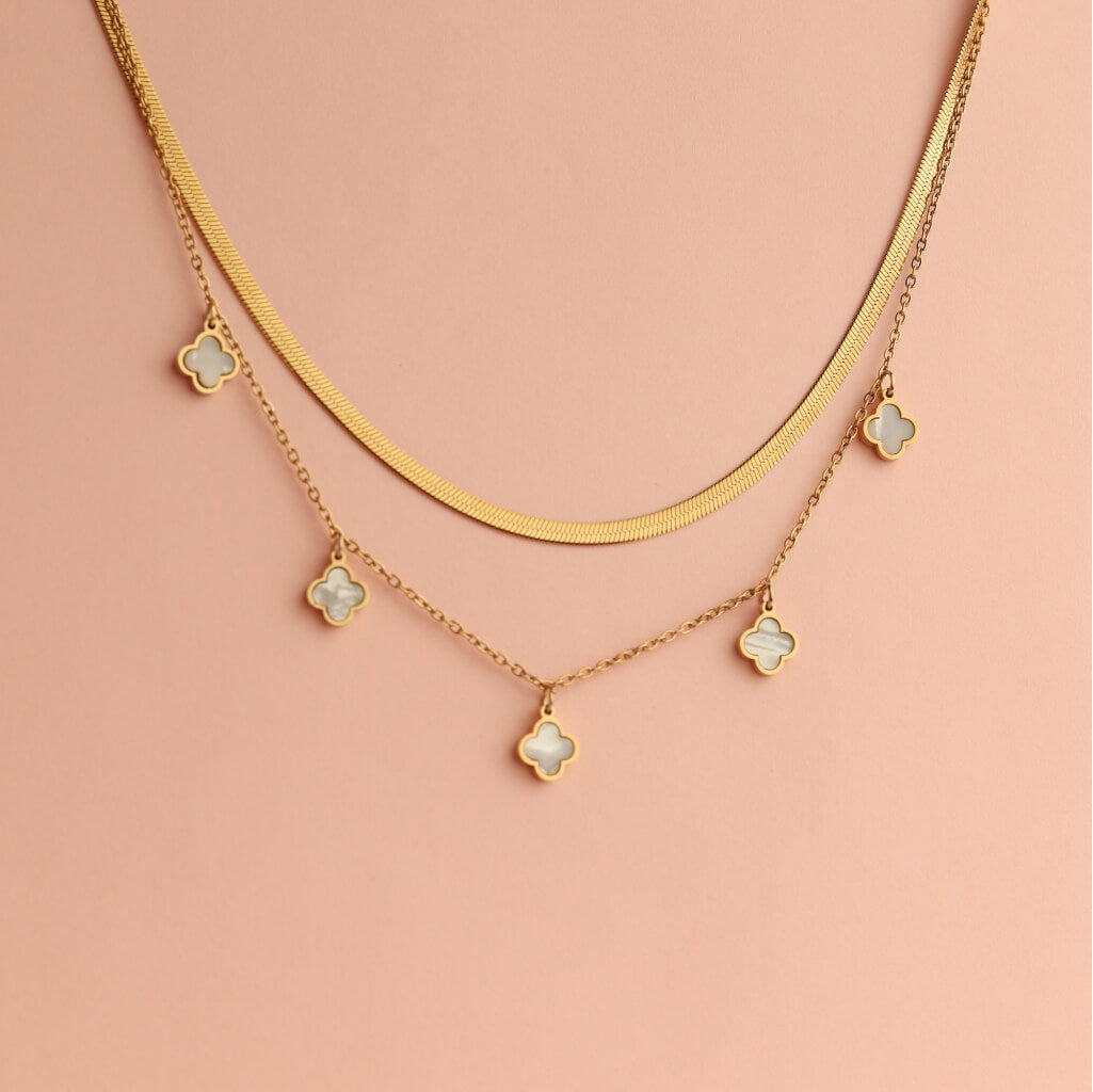 Layered Clover Charm Necklace