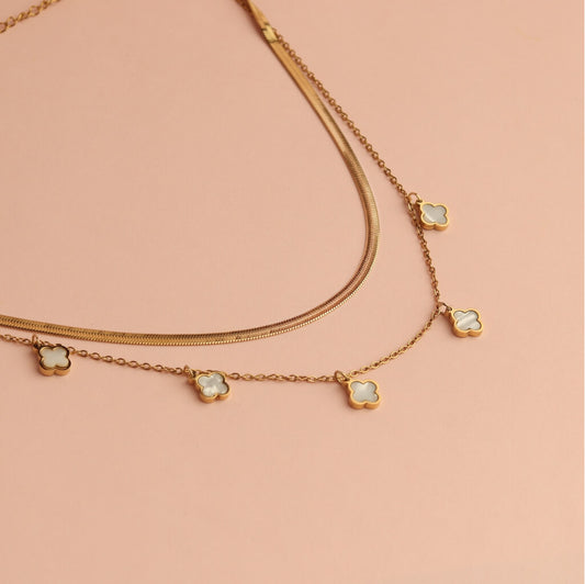 Layered Clover Charm Necklace