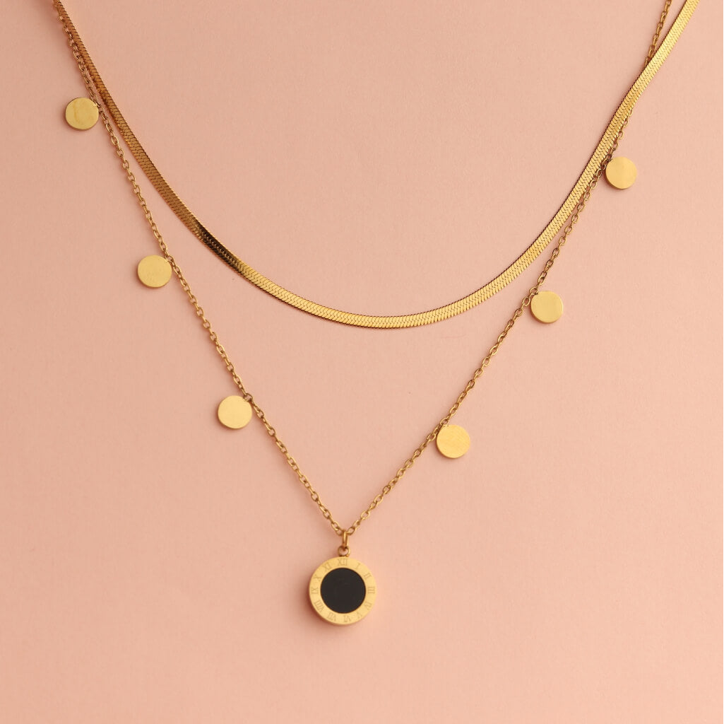 Layered Coin Pendant Necklace