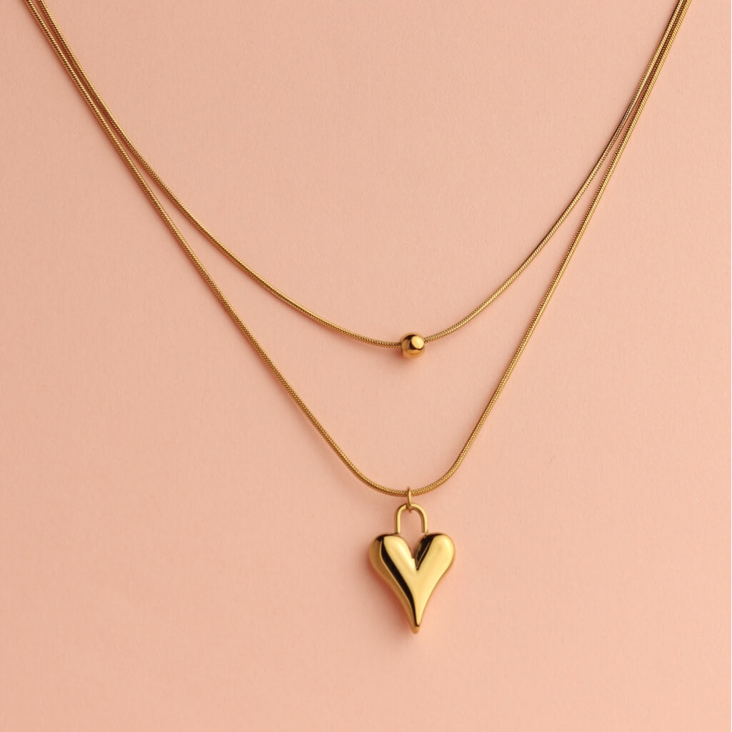 Layered Heart Pendant Necklace