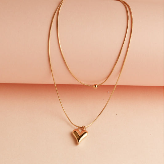 Layered Heart Pendant Necklace