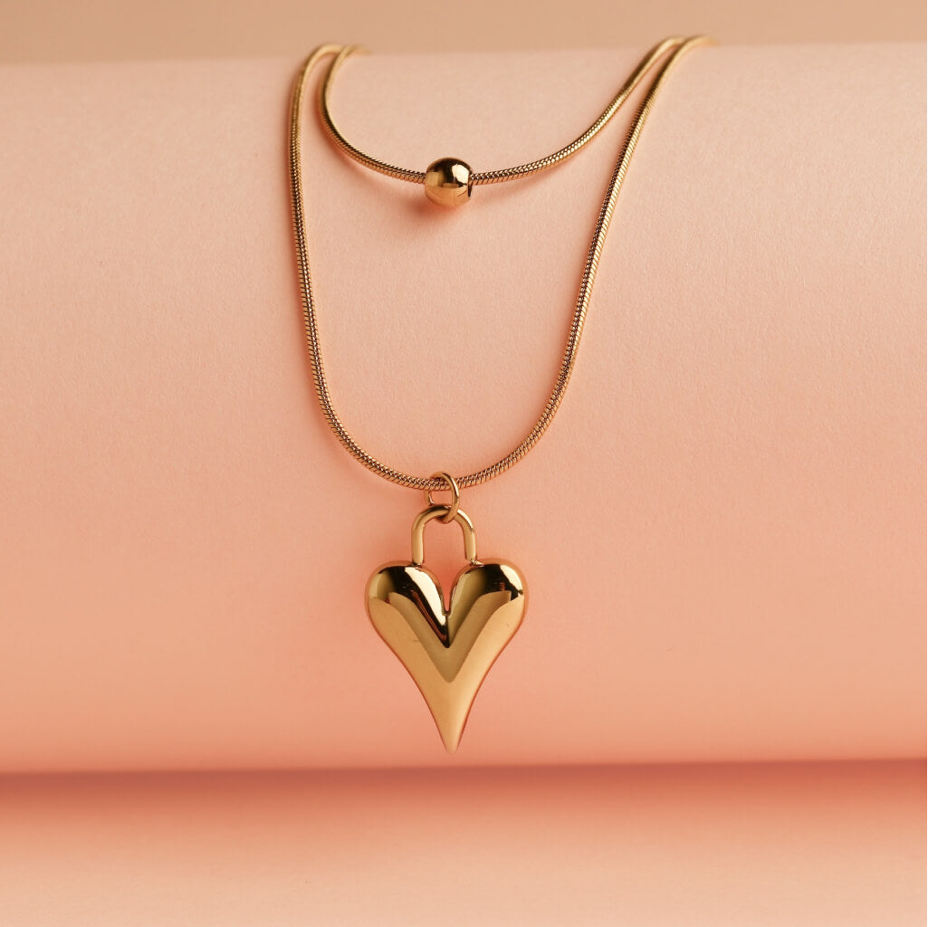 Layered Heart Pendant Necklace