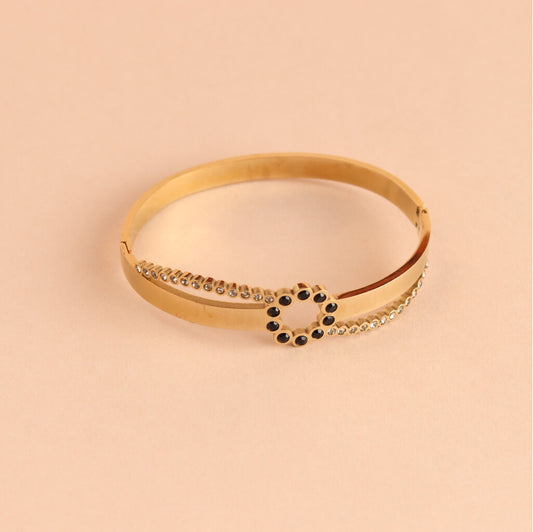 Midnight Bloom Bracelet with Gold Finish