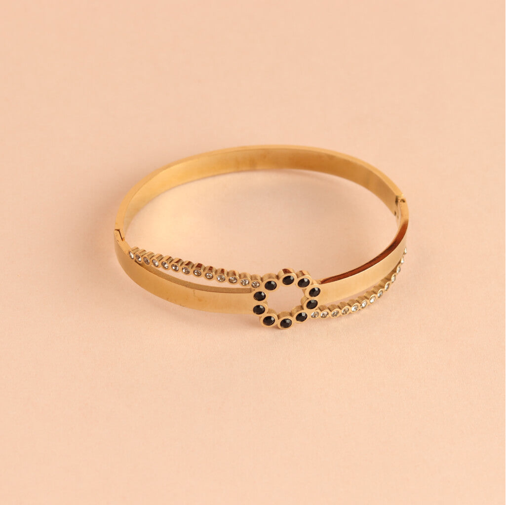 Midnight Bloom Bracelet with Gold Finish