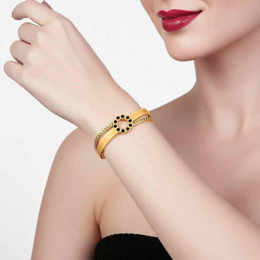 Midnight Bloom Bracelet with Gold Finish