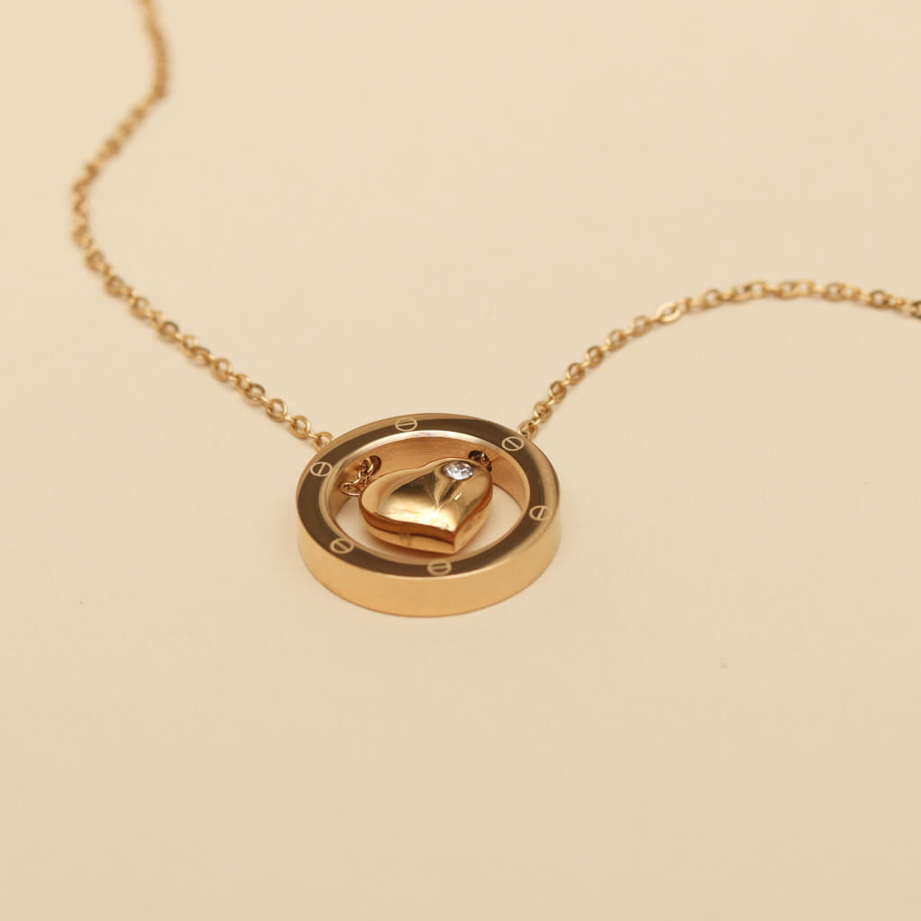 Ocean Heart Love Lock Pendant Necklace