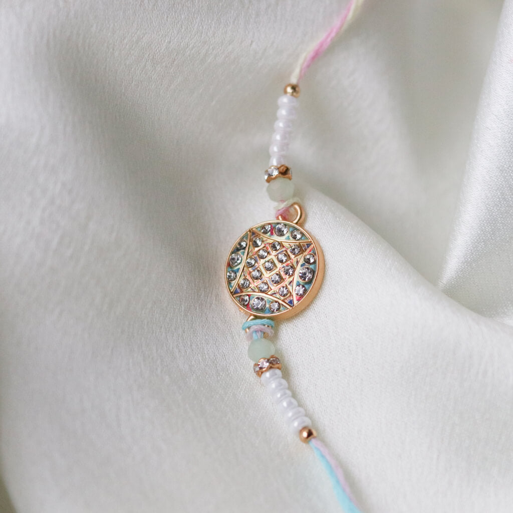 Pastel Mandala Rakhi – A Thread of Harmony & Light