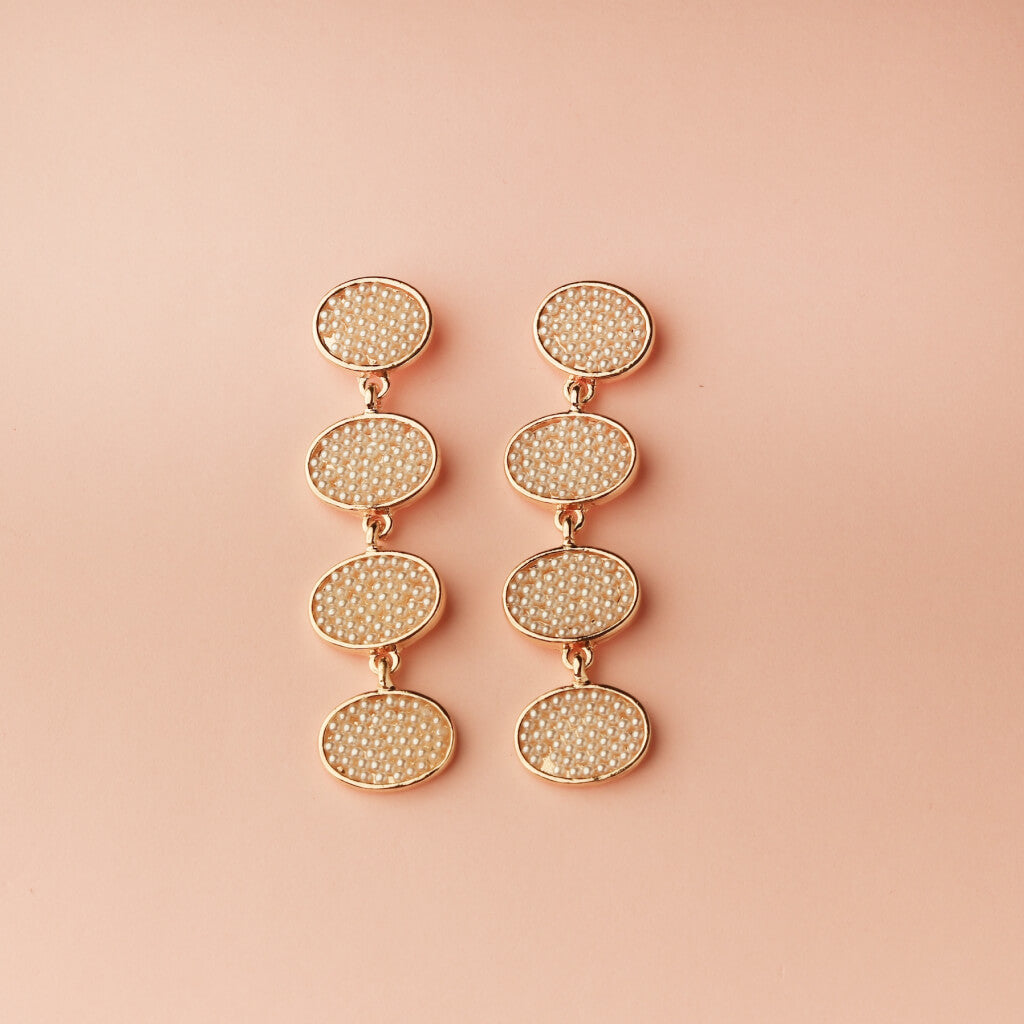 Pearl Cascade Oval Drop Earrings