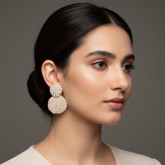 Pearl Cluster Statement Earrings