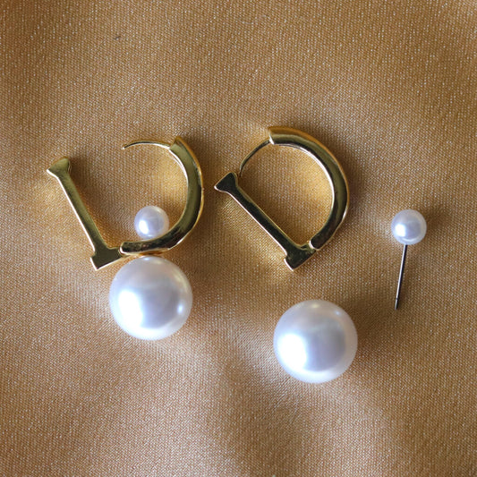 Pearl Orbit Hoops Earrings