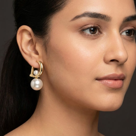 Pearl Orbit Hoops Earrings