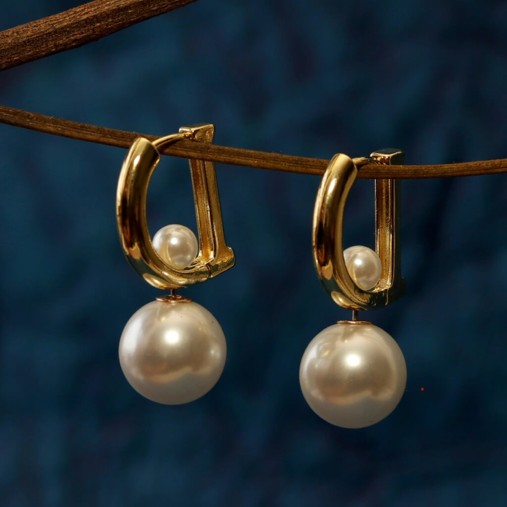 Pearl Orbit Hoops Earrings