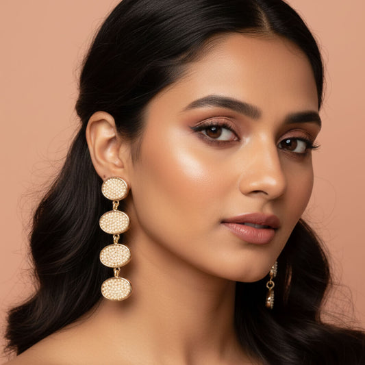 Pearl Cascade Oval Drop Earrings