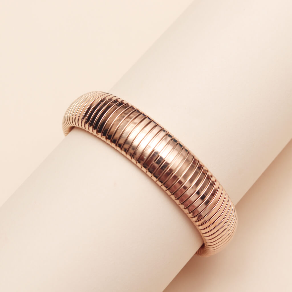 Ribbed Rose Gold Coil Bracelet