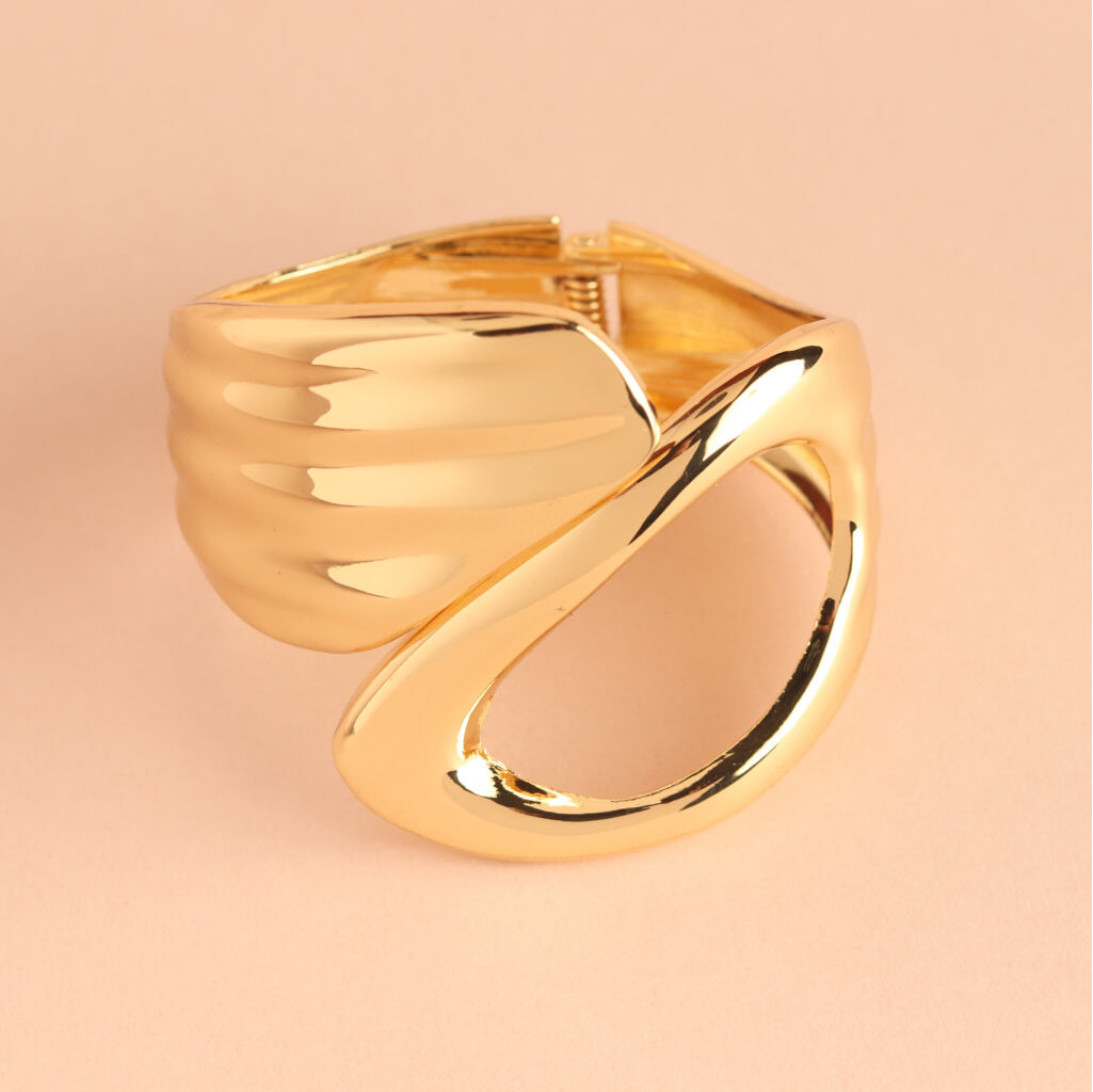 Sculptural Gold-Tone Statement Cuff Bracelet