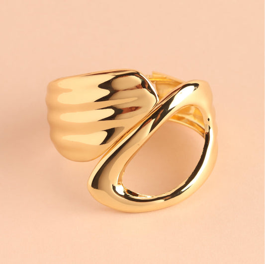 Sculptural Gold-Tone Statement Cuff Bracelet