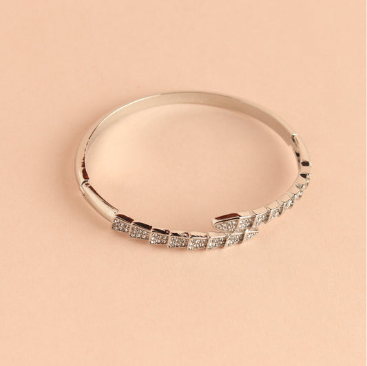 Silver Arrow Bracelet with Pave Crystals